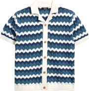 NEXT Kids' Zigzag Knit Button-Up Shirt
