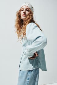 H&M Ruffle-trimmed denim blouse