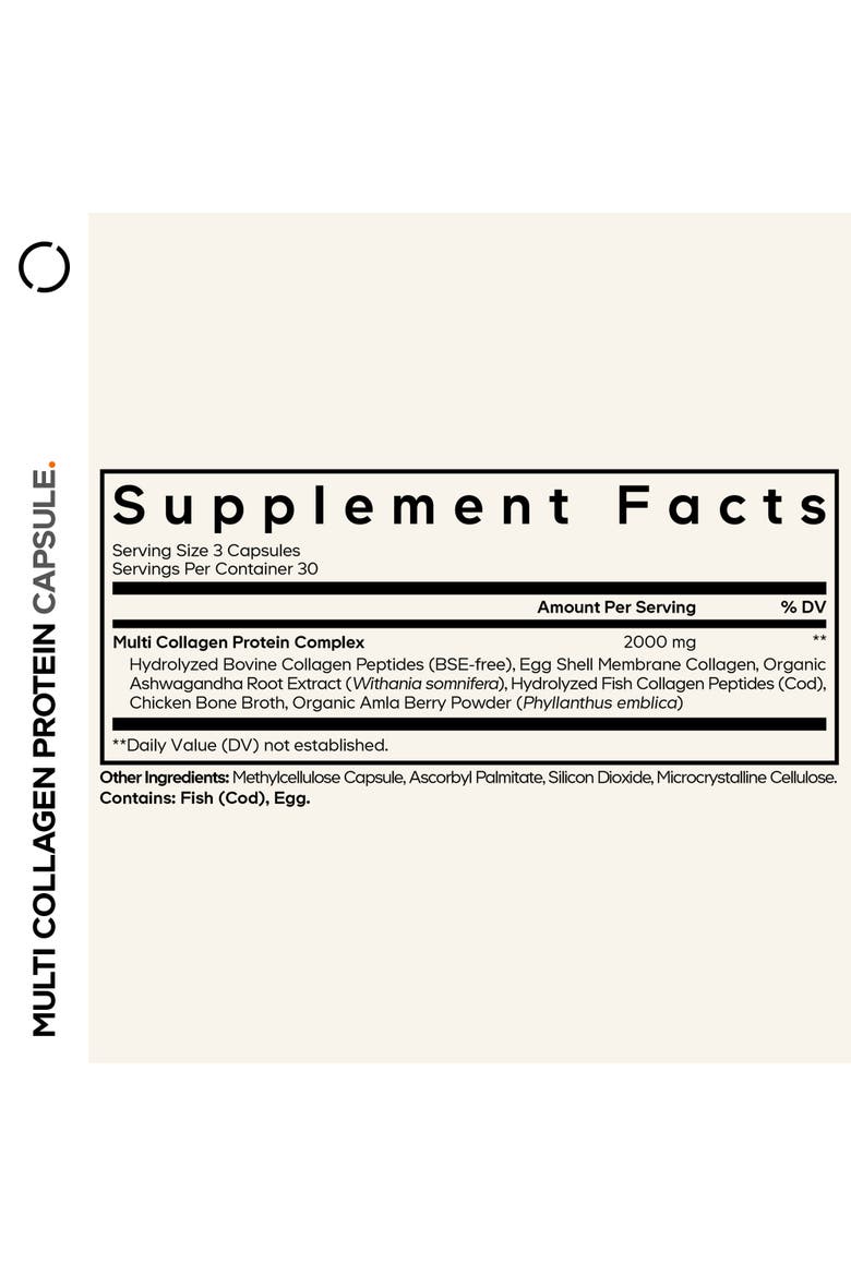 Multi Collagen Protein + Ashwagandha & Amla Berry Supplement, Alternate, color, White