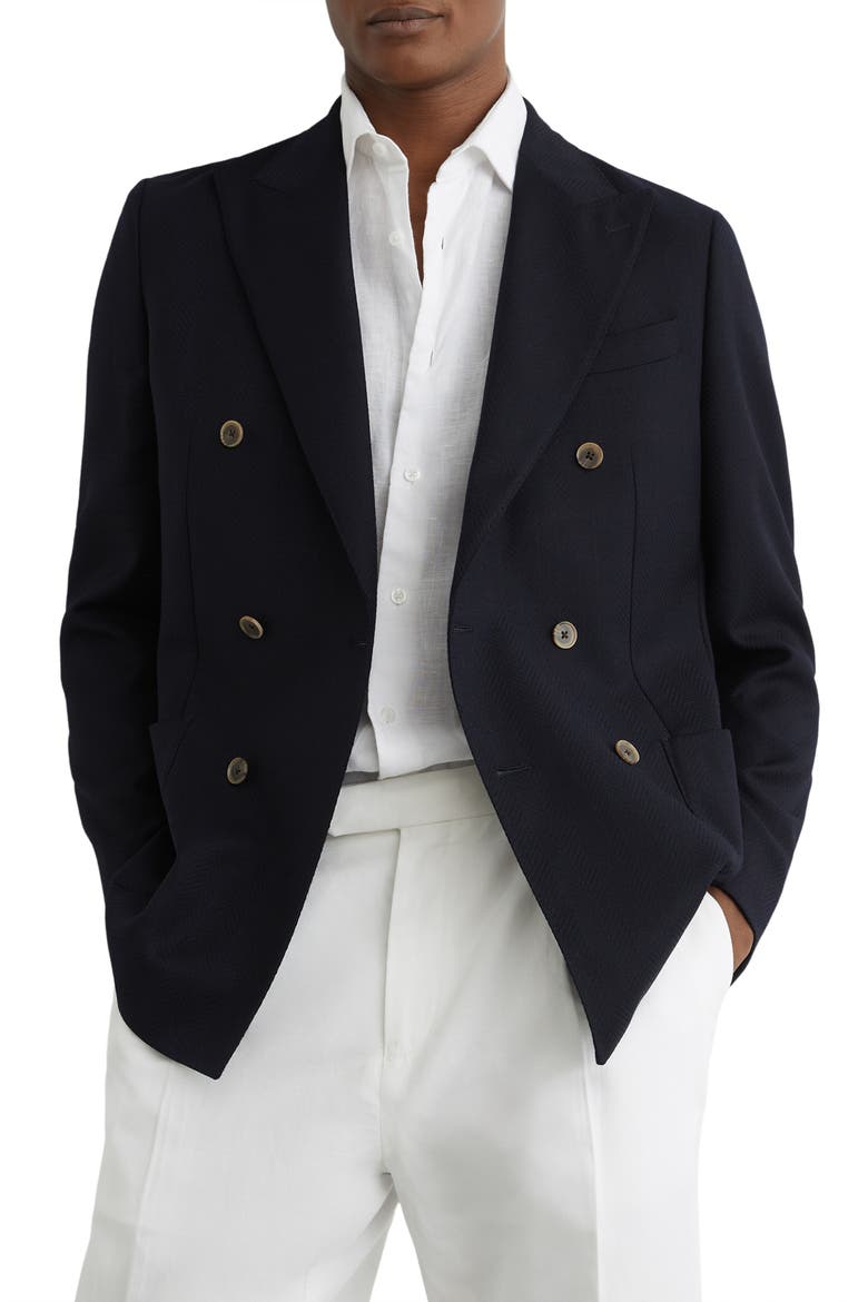 Osteria Wool Double Breasted Sport Coat, Main, color, NAVY