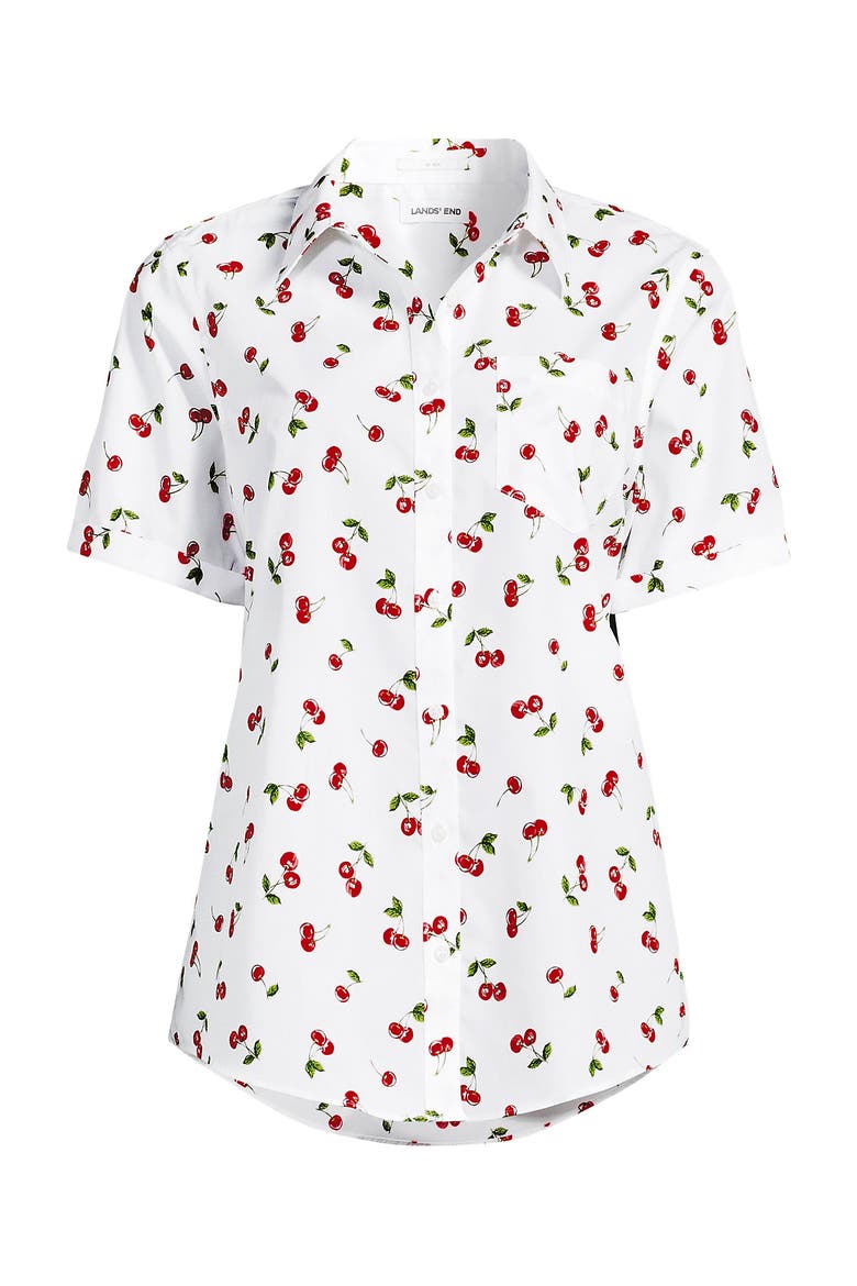 Short Sleeve No Iron Shirt, Alternate, color, Cherries/White