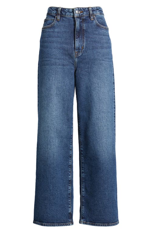 Frame The Wide High Waist Ankle Wide Leg Jeans In Blue