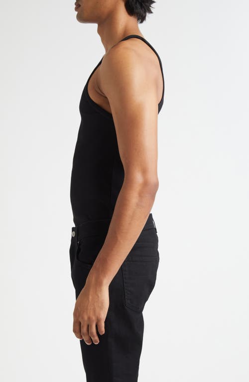 Dolce & Gabbana Black Sleeveless Top With Logo Embroidery On The Front And Ribbed Knit In Cotton Man In Black
