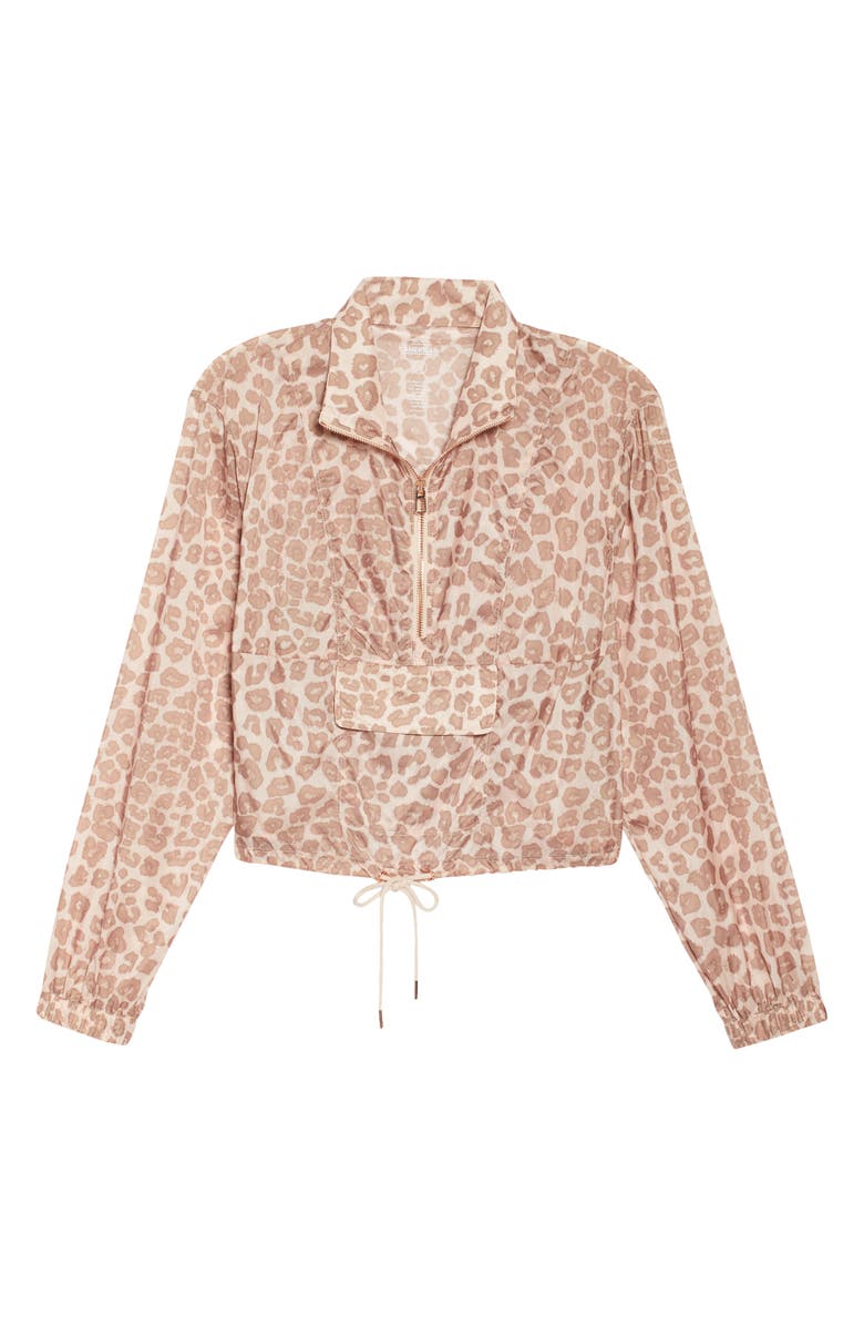 Good American Leopard Print Sheer Half Zip Pullover, Alternate, color, 