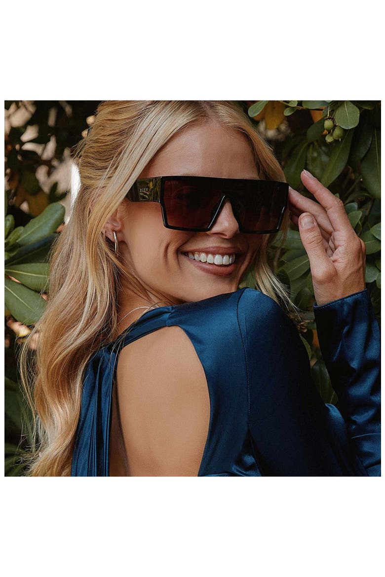 Electra 136mm Gradient Shield Sunglasses, Alternate, color, BROWN GRADIENT