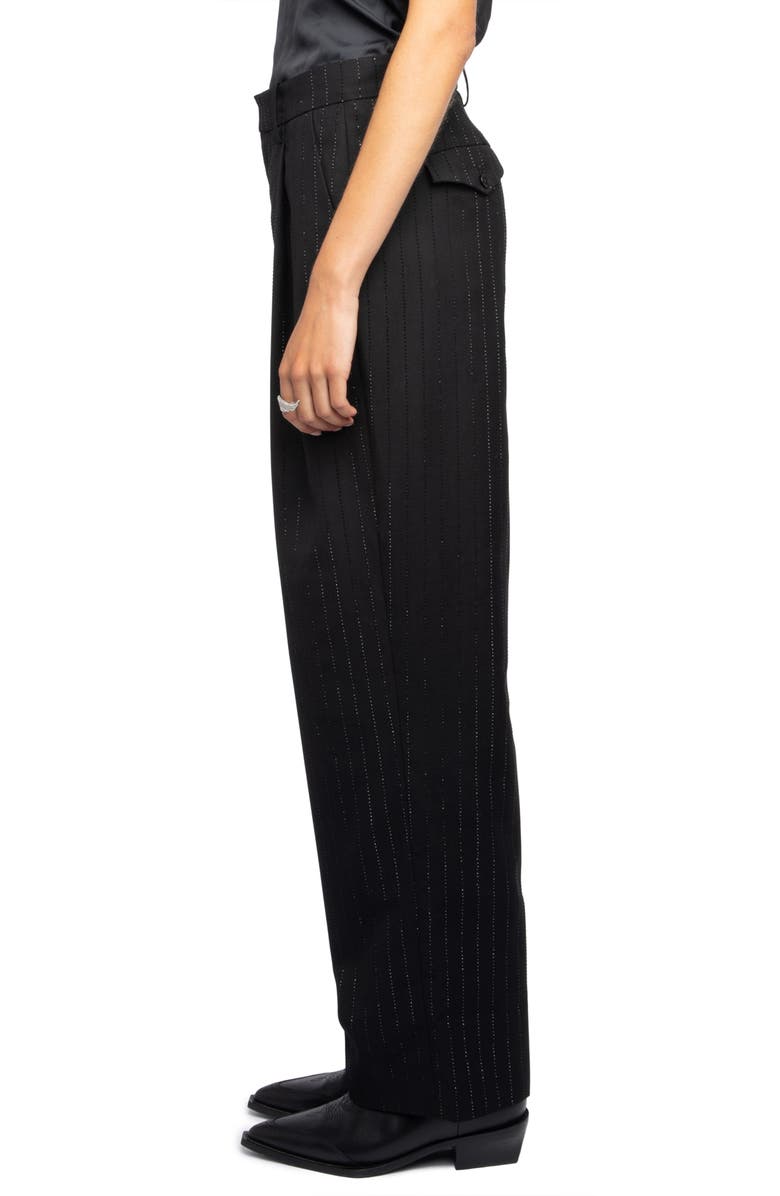 Zadig & Voltaire Crystal Stripe Straight Leg Pants, Alternate, color, Black