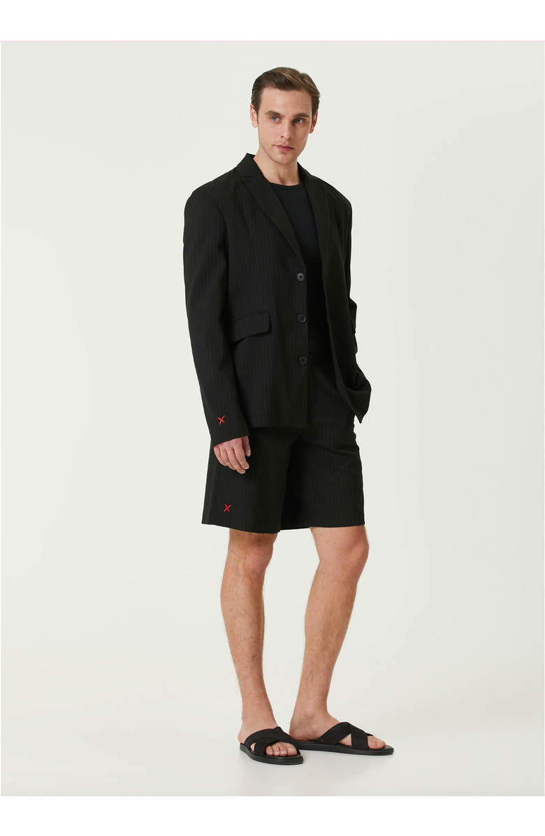 PCFG Free Heaven Eyelet Details Striped Blazer, Alternate, color, Black