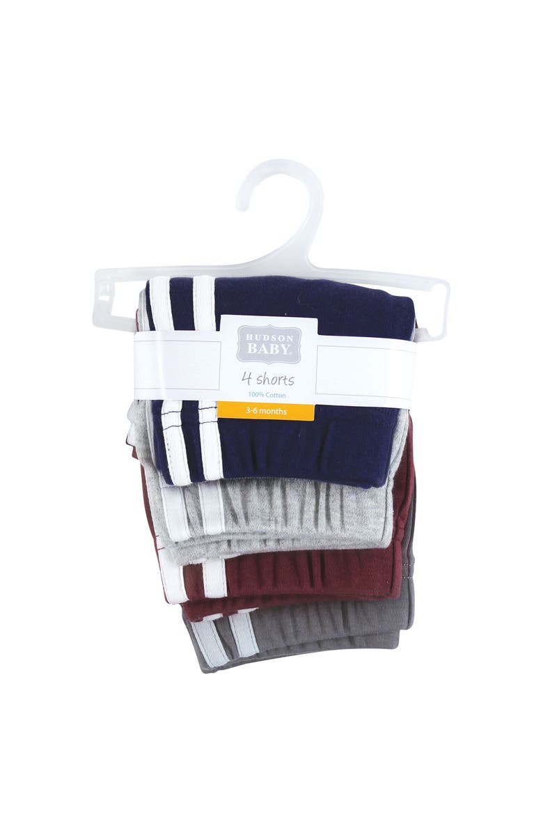 Hudson Baby Boys' 4-Piece Everyday Shorts Collection, Alternate, color, Burgundy Navy