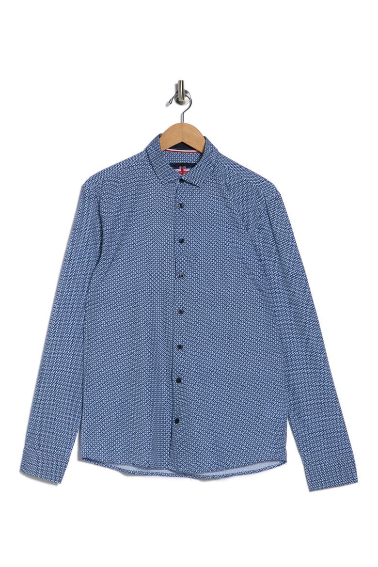 Geo Print Stretch Sport Shirt, Alternate, color, BLUE
