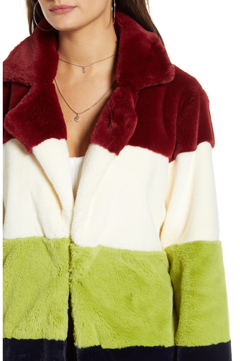 Super Nova Colorblock Faux Fur Jacket, Alternate, color, SUPER NOVA