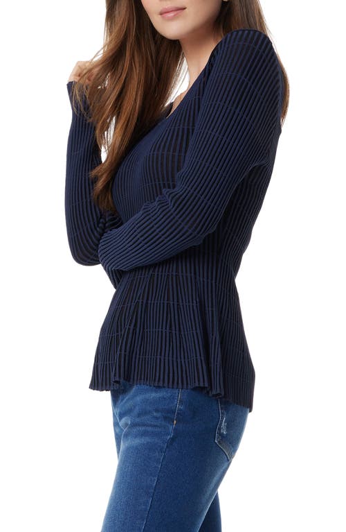 Sam Edelman Gia Crewneck Peplum Knit Top In Navy