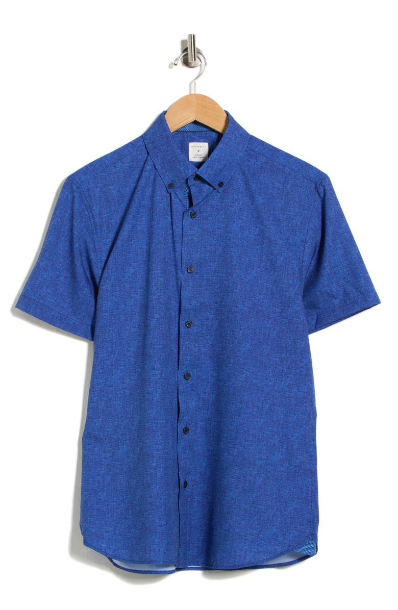 CONSTRUCT Short Sleeve Woven Shirt, Main, color, Navy
