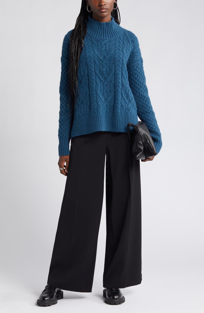 Nordstrom Mock Neck Cable Knit Sweater, Main, color, 