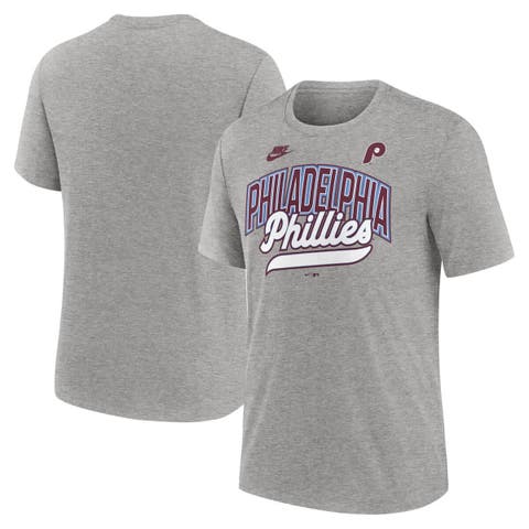 Men's Nike Heather Gray Philadelphia Phillies Cooperstown Collection Retro Tri-Blend T-Shirt