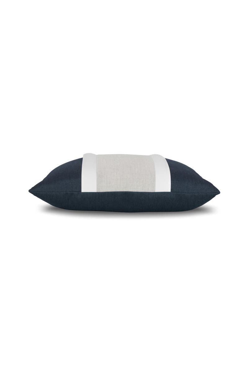 Elaine Smith Nevis panelled dimensional banded Indoor & Outdoor Woven Accent Pillow, Alternate, color, Indigo