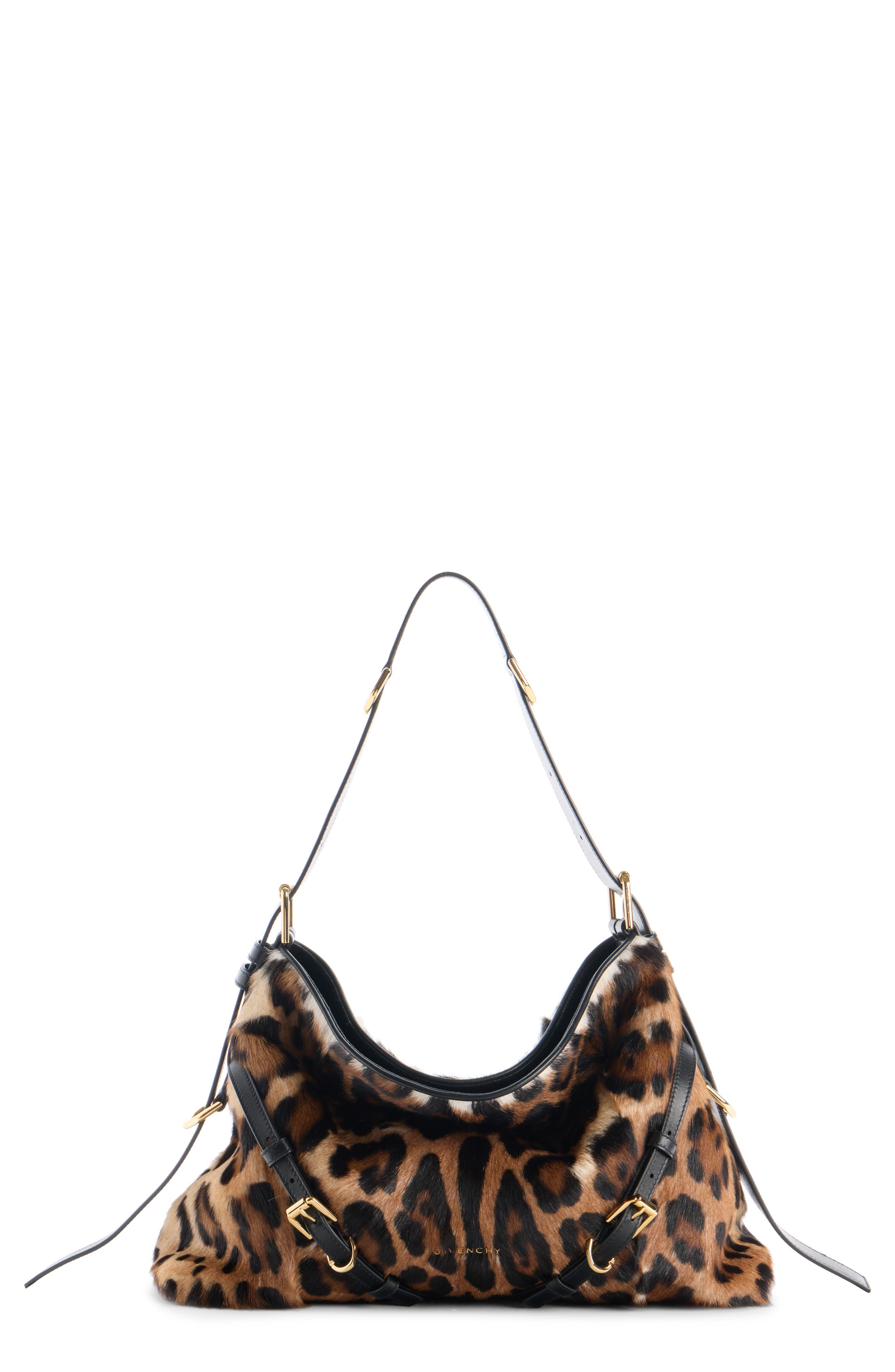 Givenchy Medium Voyou Genuine Calf Hair Hobo Bag, Main, color, Black/ Beige