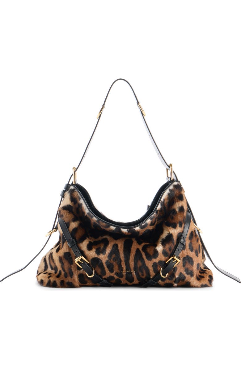 Givenchy Medium Voyou Genuine Calf Hair Hobo Bag, Main, color, Black/ Beige