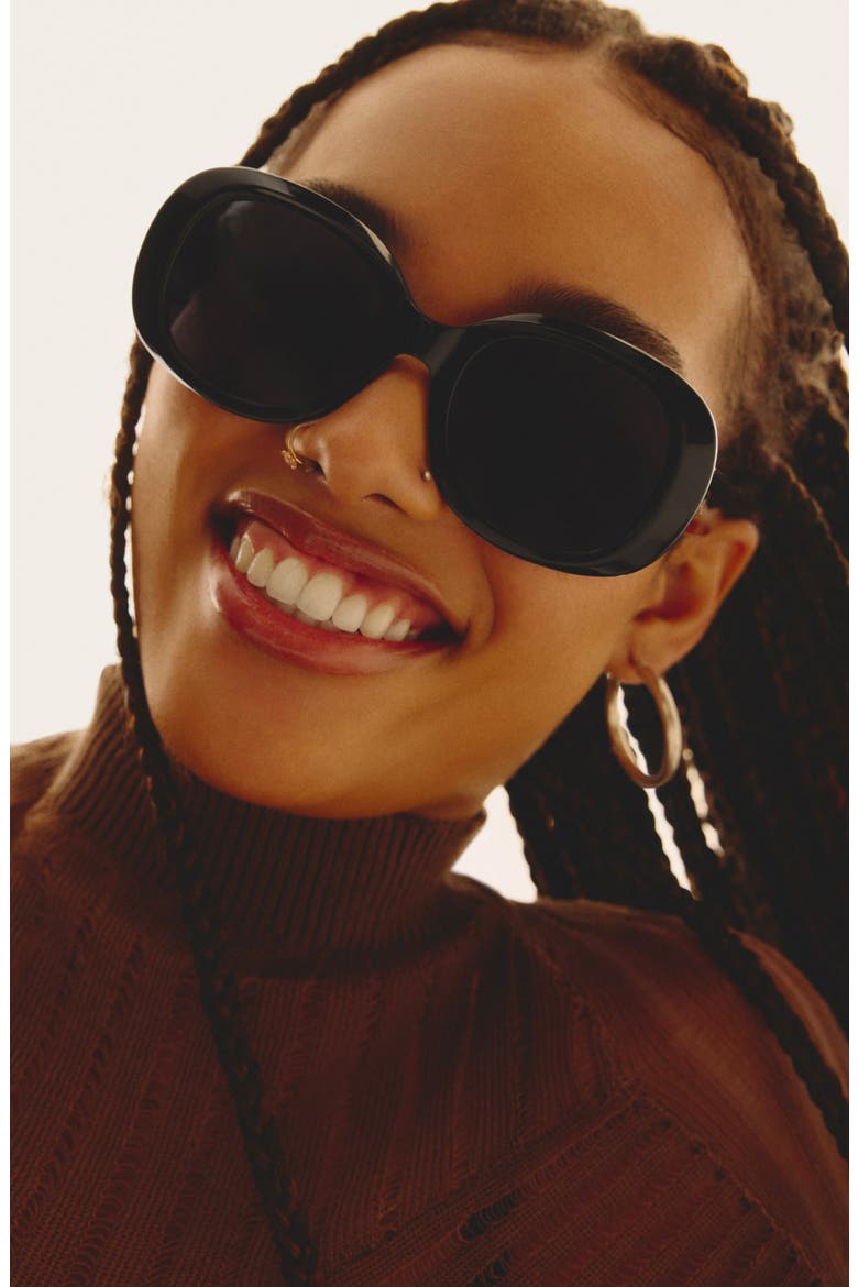 Impromptu 52mm Round Sunglasses, Alternate, color, BLACK/ SMOKE
