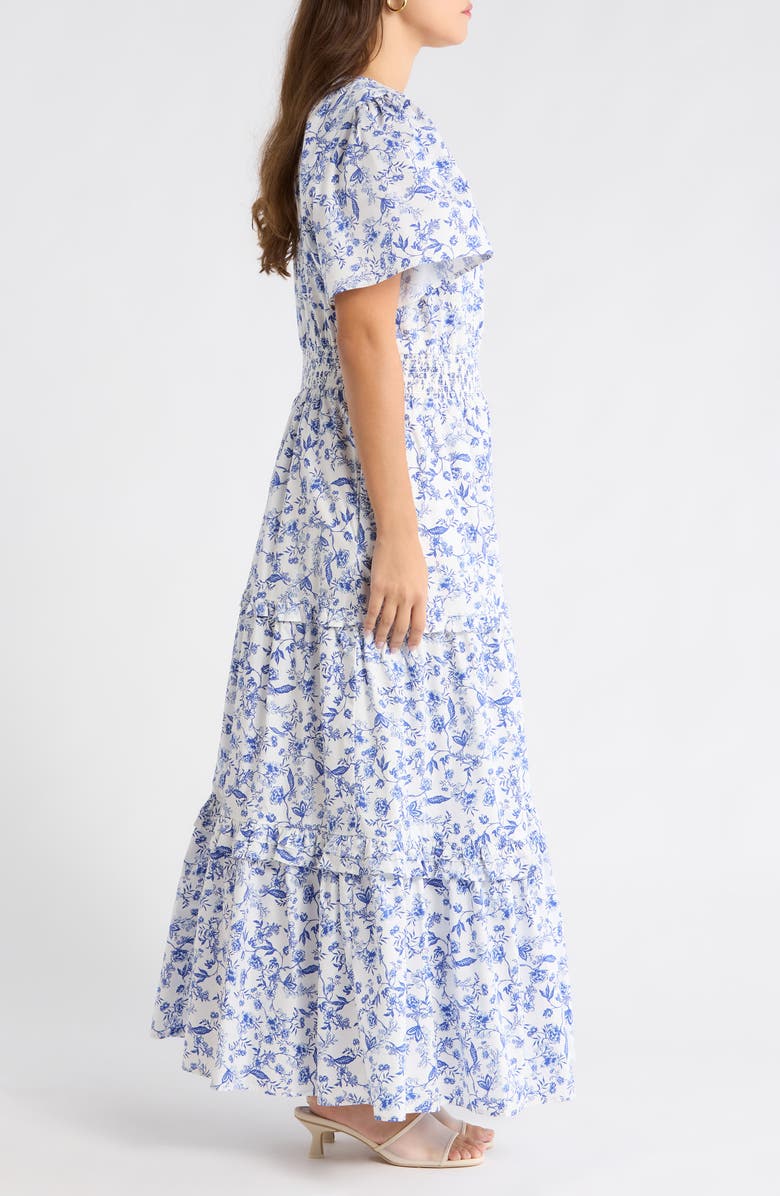 SUGARLIPS Francine Toile Fabiola Ruffle Maxi Dress, Alternate, color, White Blue