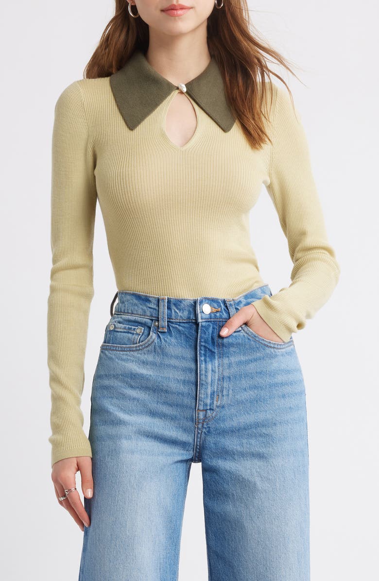 & Other Stories Keyhole Collar Rib Top, Main, color, 
