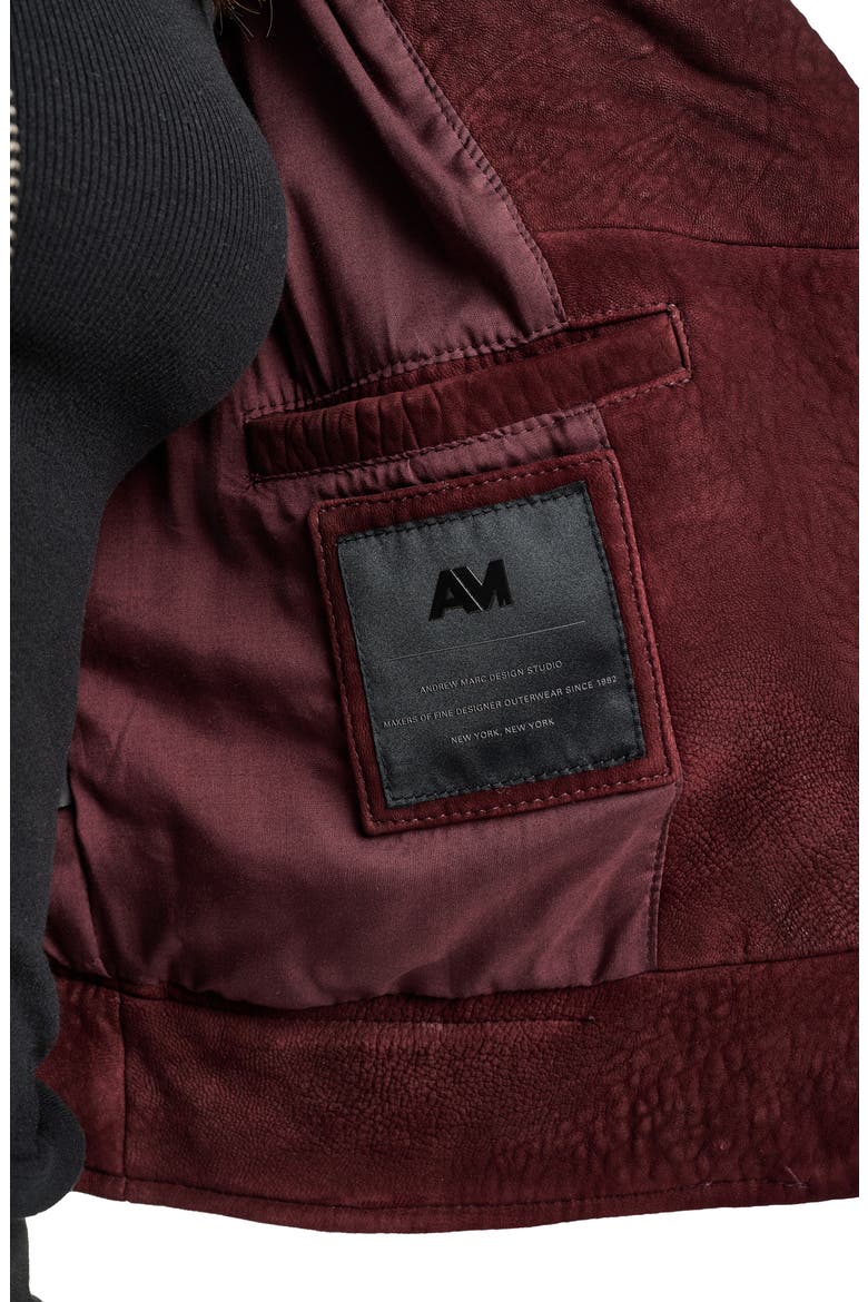 Heritage Castile Nubuck Leather Moto Jacket, Alternate, color, AUBERGINE