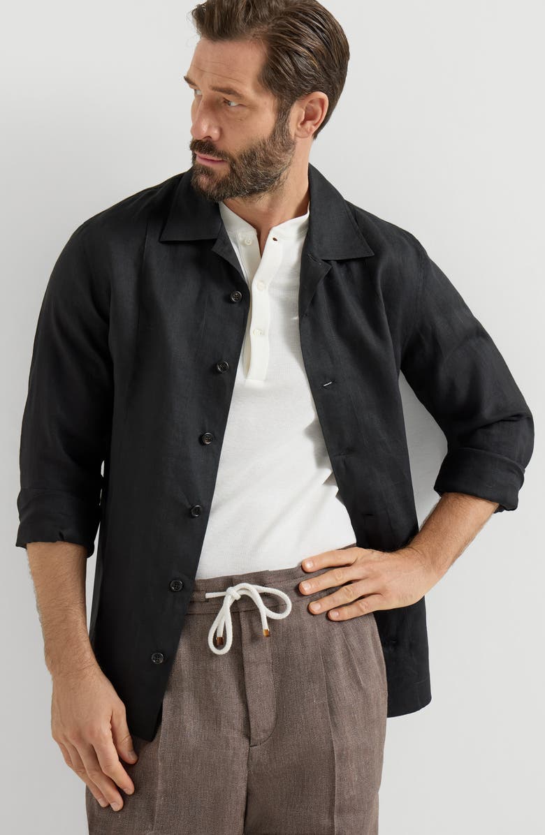 Brunello Cucinelli Shirt with Crête details, Alternate, color, Black
