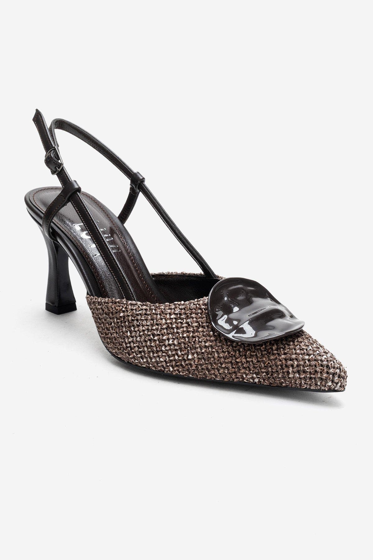 Prologue Shoes Levia Woven Pointed Toe Slingback Pump, Main, color, Brown