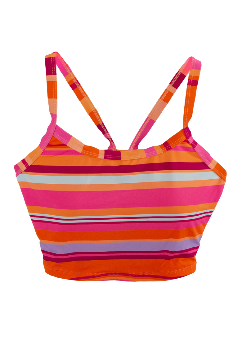 Scoop Neck Swim Top, Alternate, color, Sunset Stripe