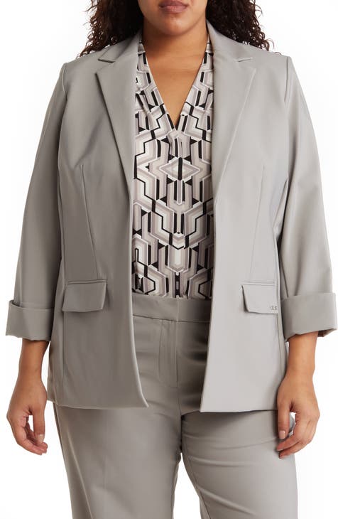 Infinite Stretch Notch Lapel Blazer (Plus Size)