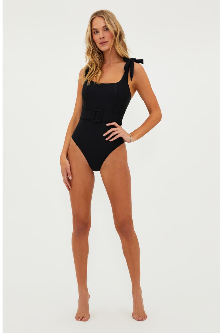 Sydney Belted One-Piece Swimsuit, Alternate, color, BLACK
