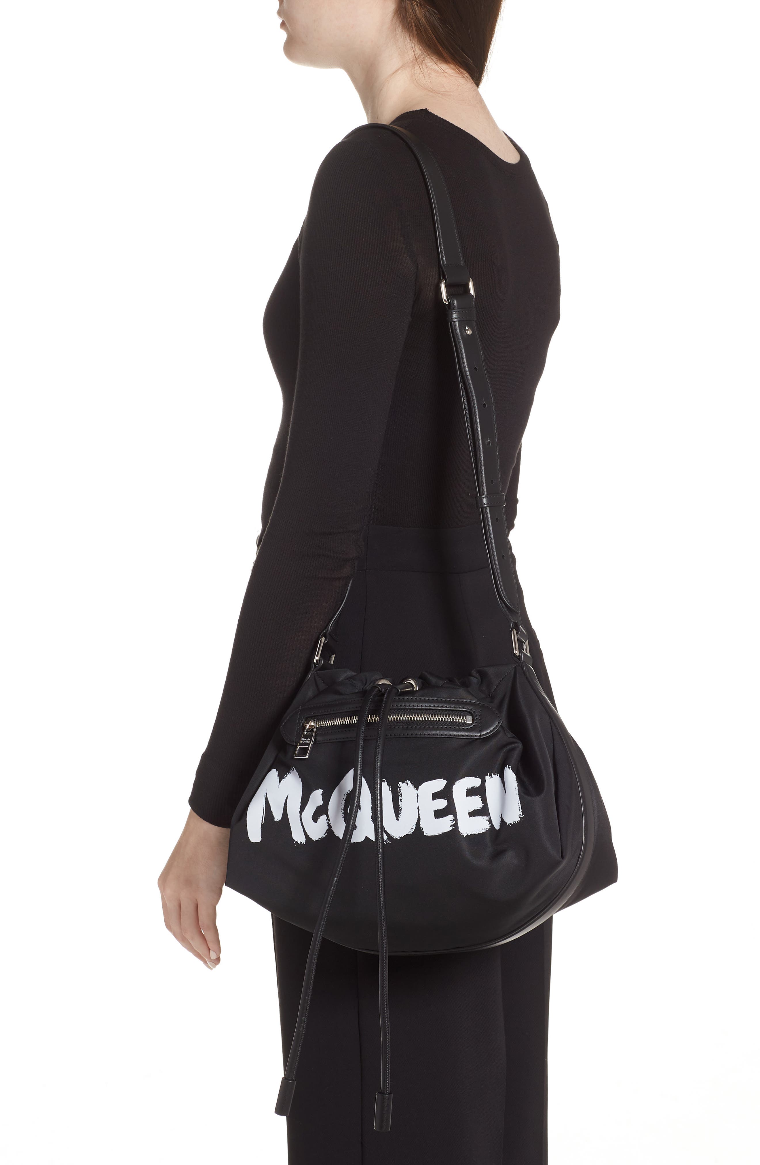 McQueen Small The Bundle Nylon Shoulder Bag, Alternate, color, 