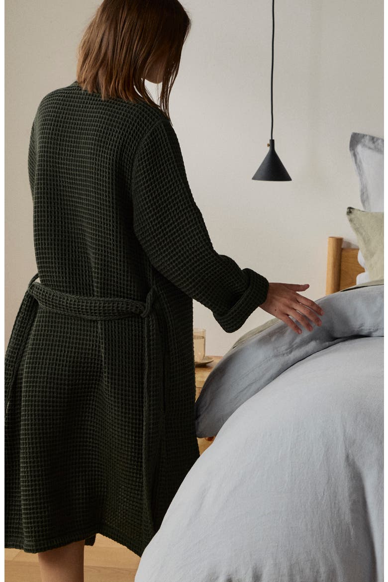 Waffle Cotton Robe, Alternate, color, EVERGREEN
