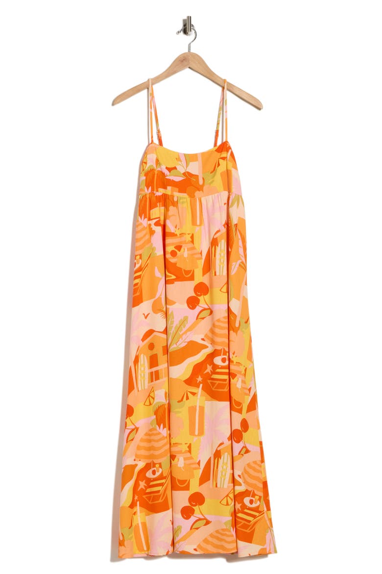 Tropical Print Midi Sundress, Alternate, color, ORANGE MULTI