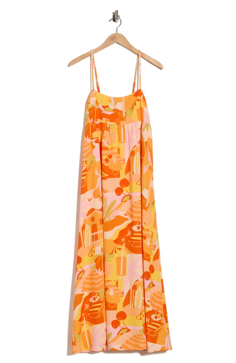 Blu Pepper Tropical Print Midi Sundress, Alternate, color, Orange Multi