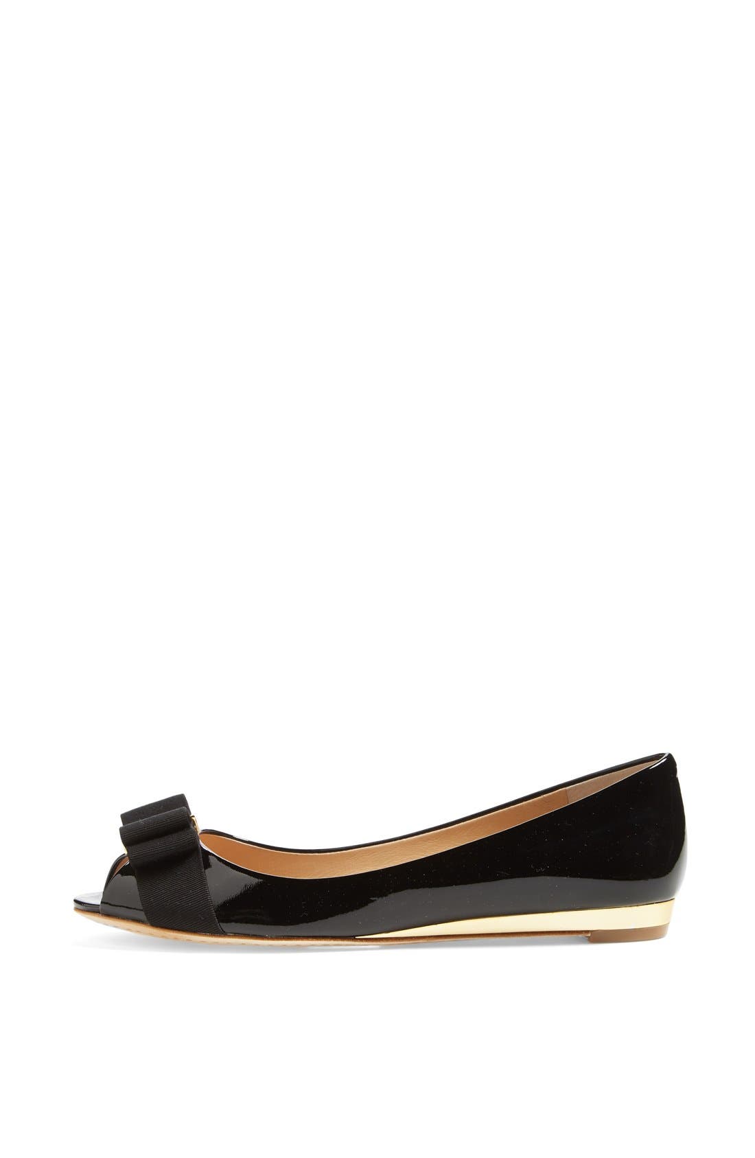 'Trudy' Open Toe Flat, Alternate, color, BLACK/ BLACK