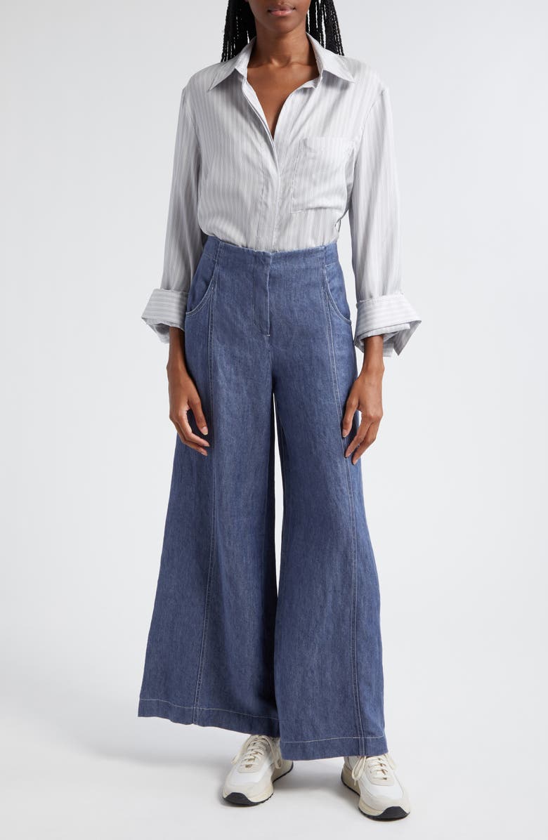 TWP Demie Wide Leg Hemp Jeans, Alternate, color, Medium Indigo