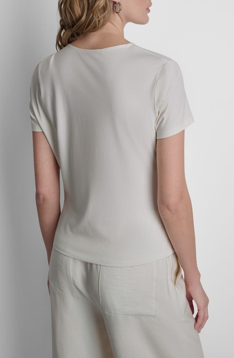 DKNY Twist Neck Cotton Blend Top, Alternate, color,