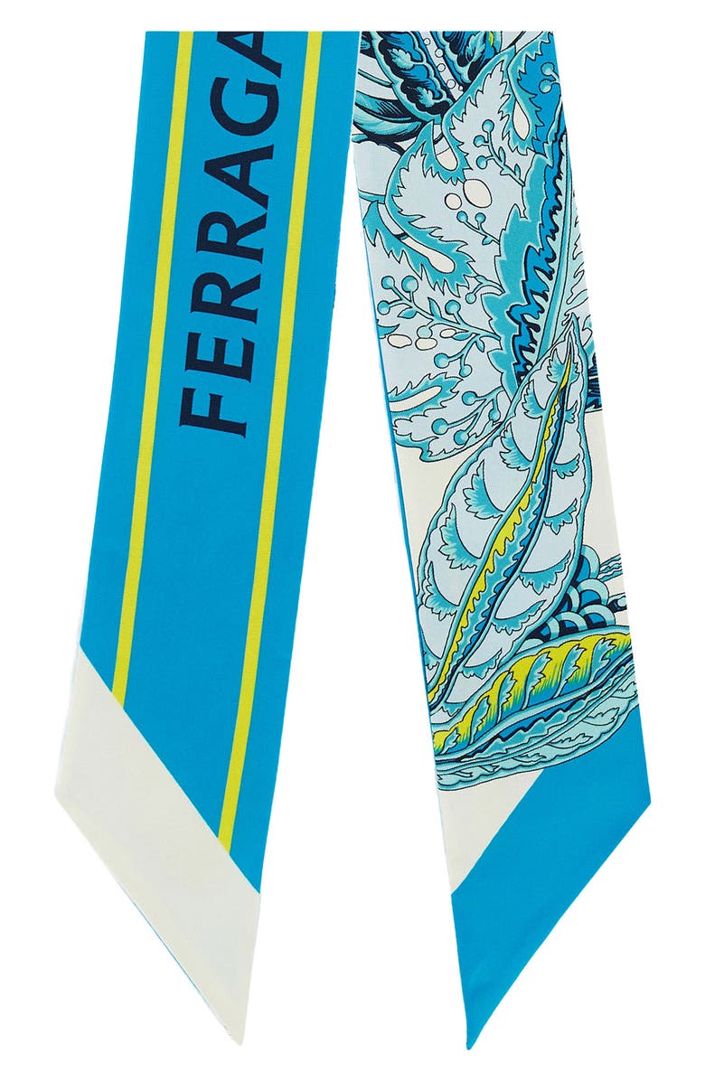 FERRAGAMO Fern Print Silk Twilly Scarf, Main, color,