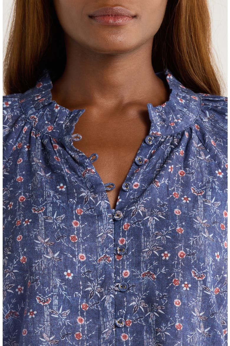 Blue Sea Flora Cotton Top, Alternate, color, COASTLINE