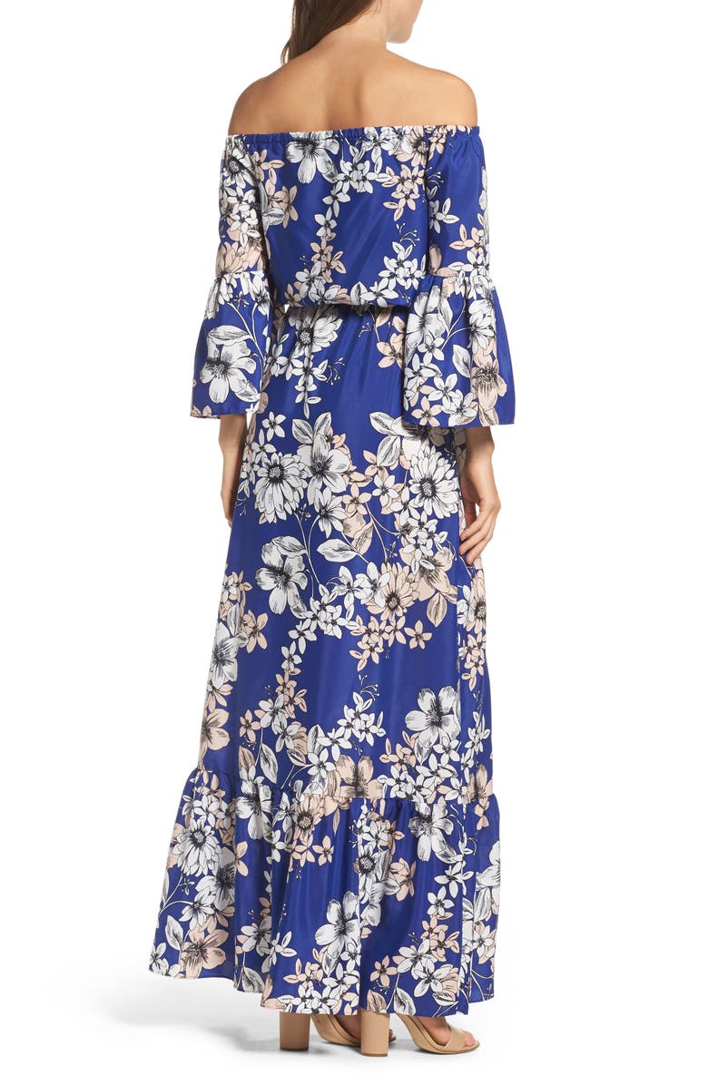 Eliza J Off the Shoulder Floral Maxi Dress, Alternate, color, 