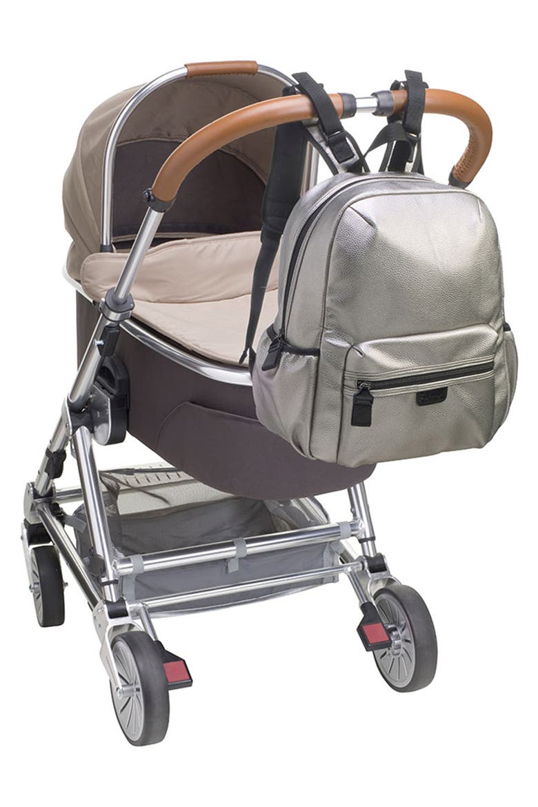 Luna Faux Leather Diaper Bag, Alternate, color, PEWTER