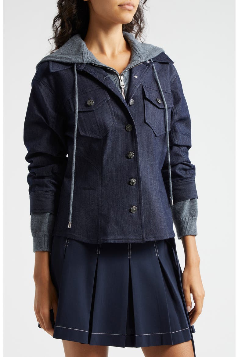 Canyon Mixed Media Denim Jacket, Alternate, color, INDIGO/ HEATHER GREY