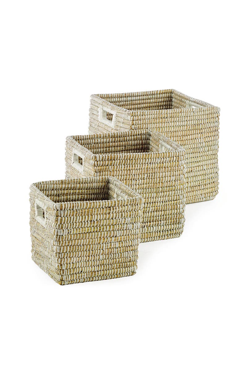 Napa Home & Garden Rivergrass Square Baskets With Handles Set of 3, Main, color, 