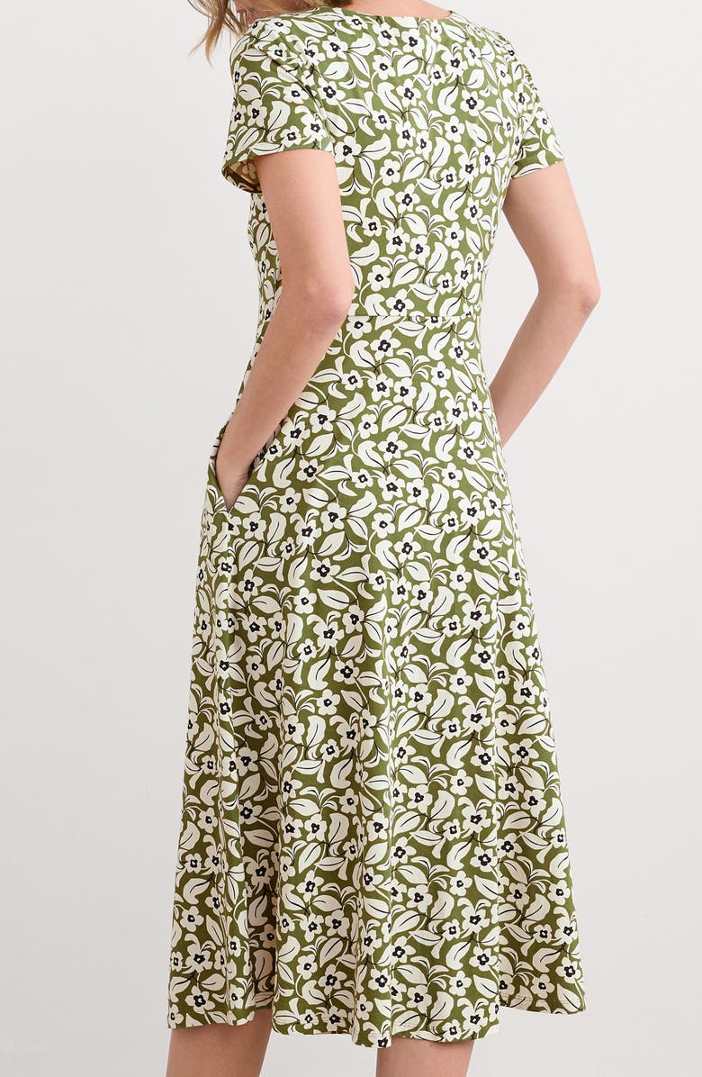 Seasalt Cornwall Veronica Floral Print Stretch Organic Cotton Jersey Midi Dress, Alternate, color, Winsome Floral Dark Citron