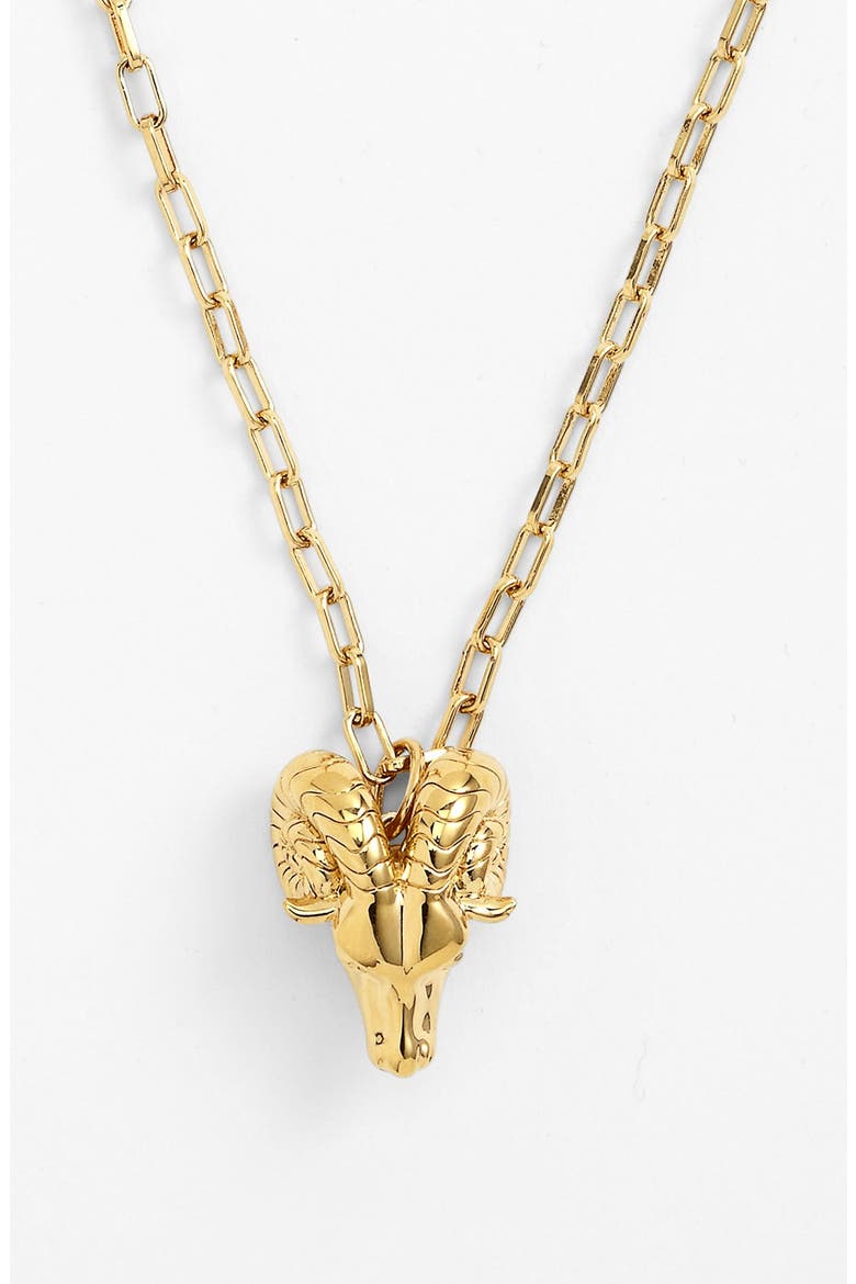 Ram Head Pendant Necklace, Main, color, GOLD