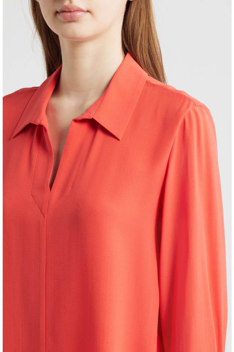 Split Neck Silk Georgette Top, Alternate, color, WATERMELON