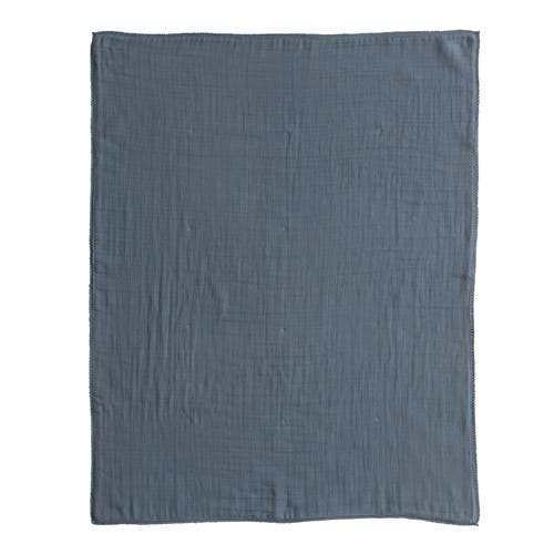 Storied Home Cotton Double Cloth Baby Blanket With Trim In Blue