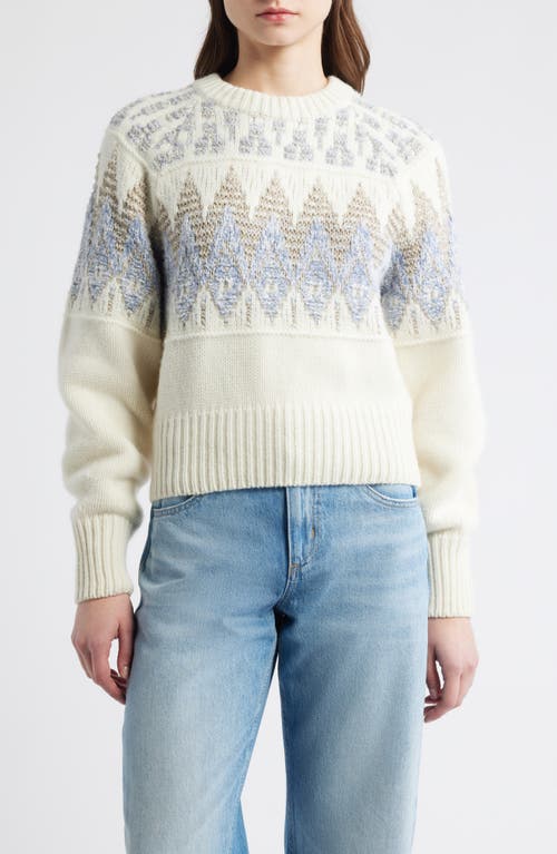 Hugo Boss Boss Orange Farombo Wool Blend Crewneck Sweater In White