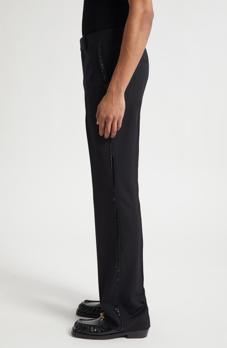 Balmain Flare Leg Wool Trousers, Alternate, color, Eap Black/ Black