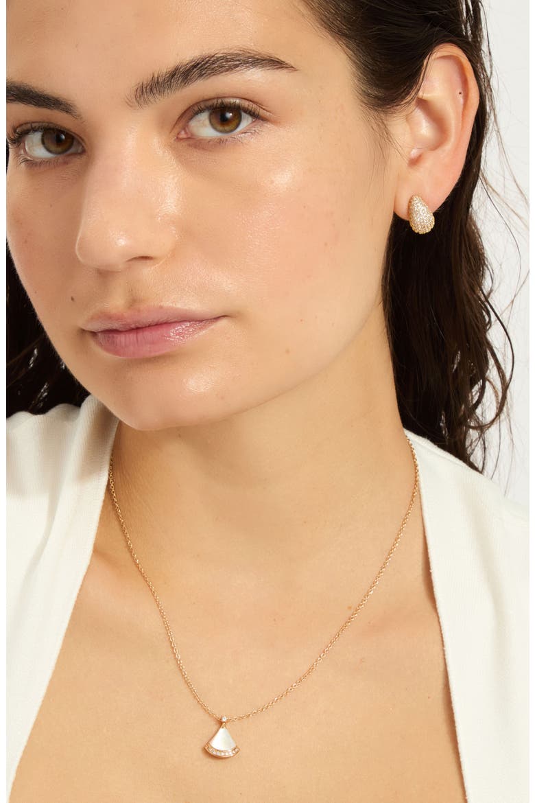 Mother-Of-Pearl Fan Pendant Necklace, Alternate, color, PINK